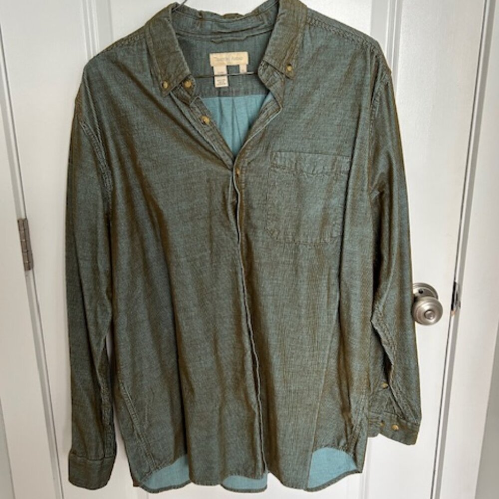 Territory Ahead Men's XL Corduroy Button Up Shirt (Green/Blue)